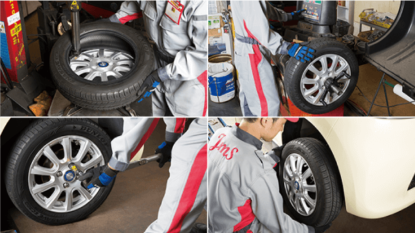 ジェームスのタイヤ交換作業