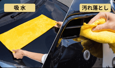 吸水と汚れ落としで両面を使い分け!洗車がラクに!