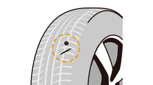 修理ができないタイヤの一例